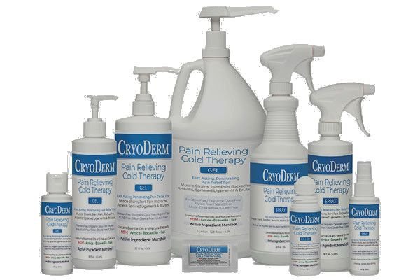 CryoDerm Pain Relieving Cold Therapy Gel, Spray, Gallon, and Foil Packets (Full Product Line)
